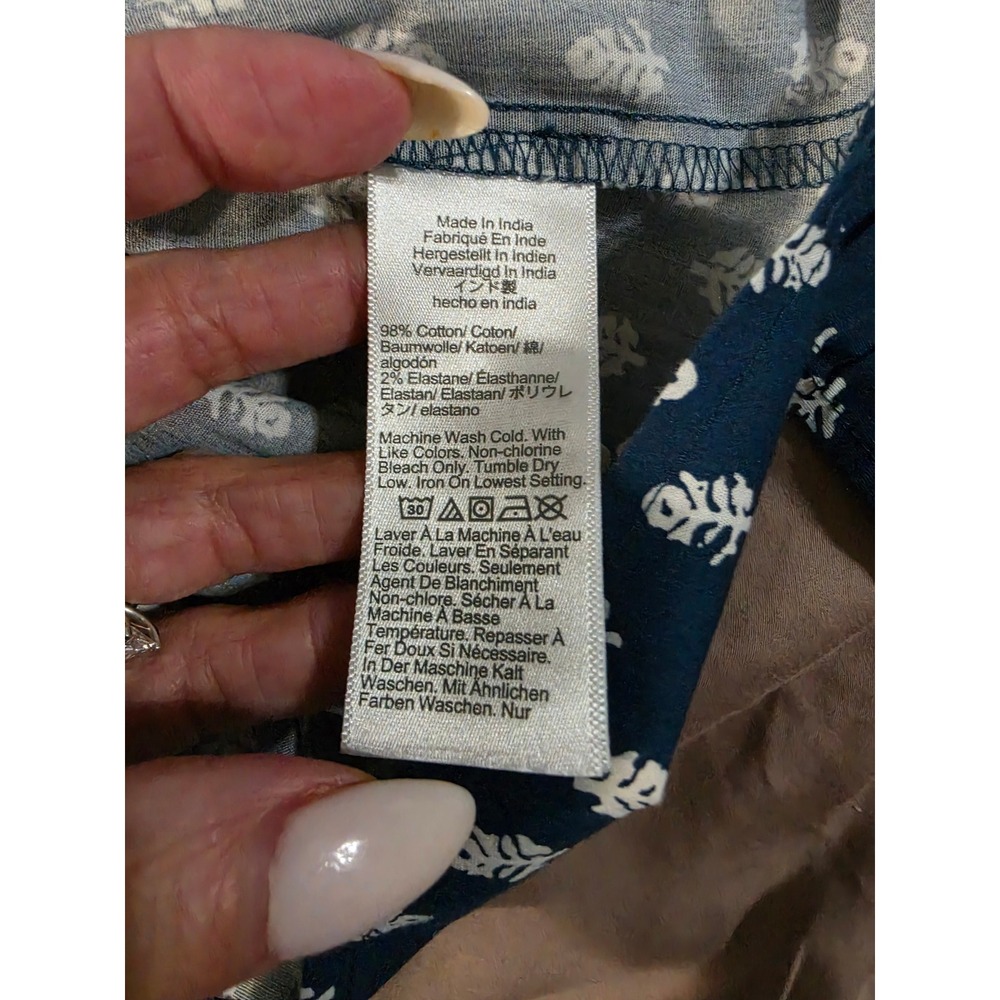 J.Crew Ruffle Collar Button Down Shirt Navy White Block Print CP941 Womens S NEW - Picture 5 of 7